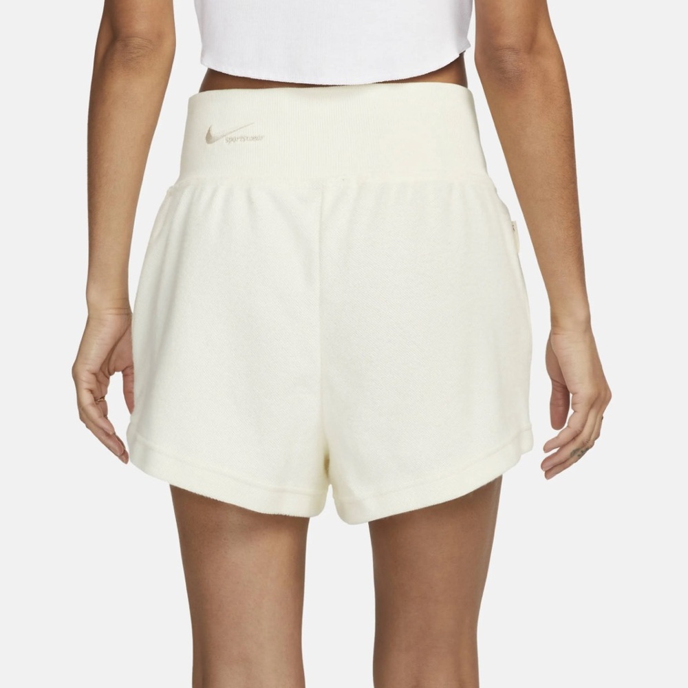 Nike High Waist Reverse French Terry Women's Athletic Cream Shorts